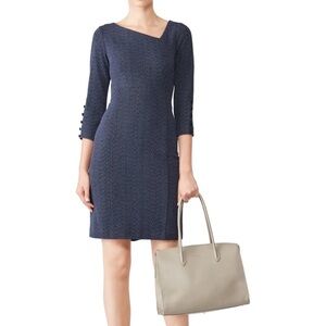 Nanette Lepore Textured Navy Long Sleeve Dress
